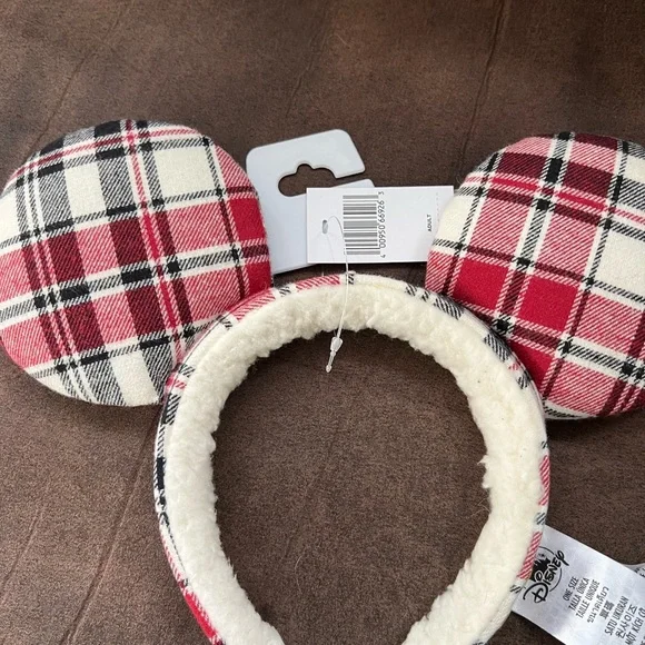 Disney Parks Mickey Plaid Christmas Ears Headband, Adult, New - Picture 3 of 4
